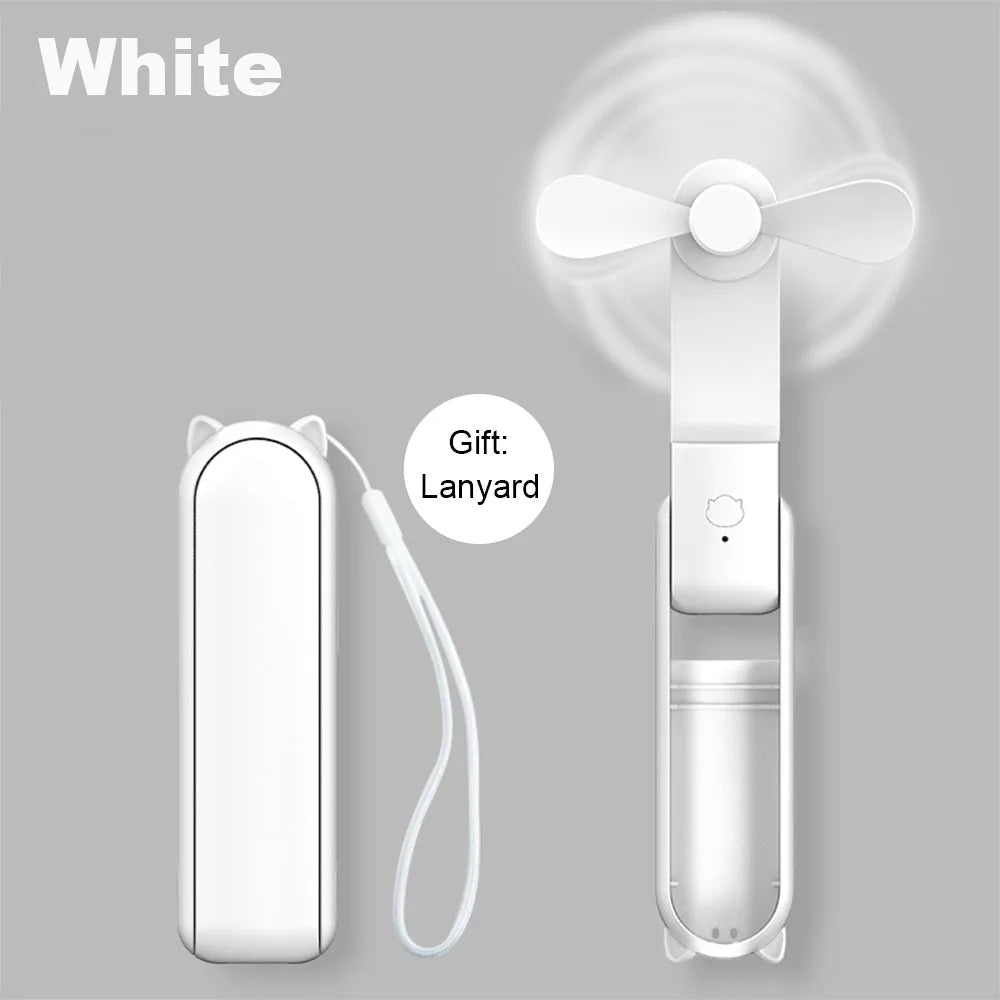 Portable Mini Handheld Fan Small Pocket Fan USB Rechargeable Battery Fan Folding Cooling Hand Fan Mini USB Fan with Power Bank - Ammpoure