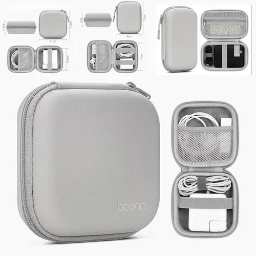 Portable Mini Hard Shell Digital Gadgets Storage Bag Artificial Leather Earphone Charger Case Data Cable U Disk Organizer - Ammpoure Wellbeing 🇬🇧