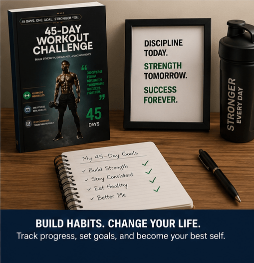 Printable 45 Day Workout Challenge Cards | Fitness Prompt Cards PDF | At Home Exercise Routine Deck | Daily Fitness Tracker & Goal Cards - Ammpoure