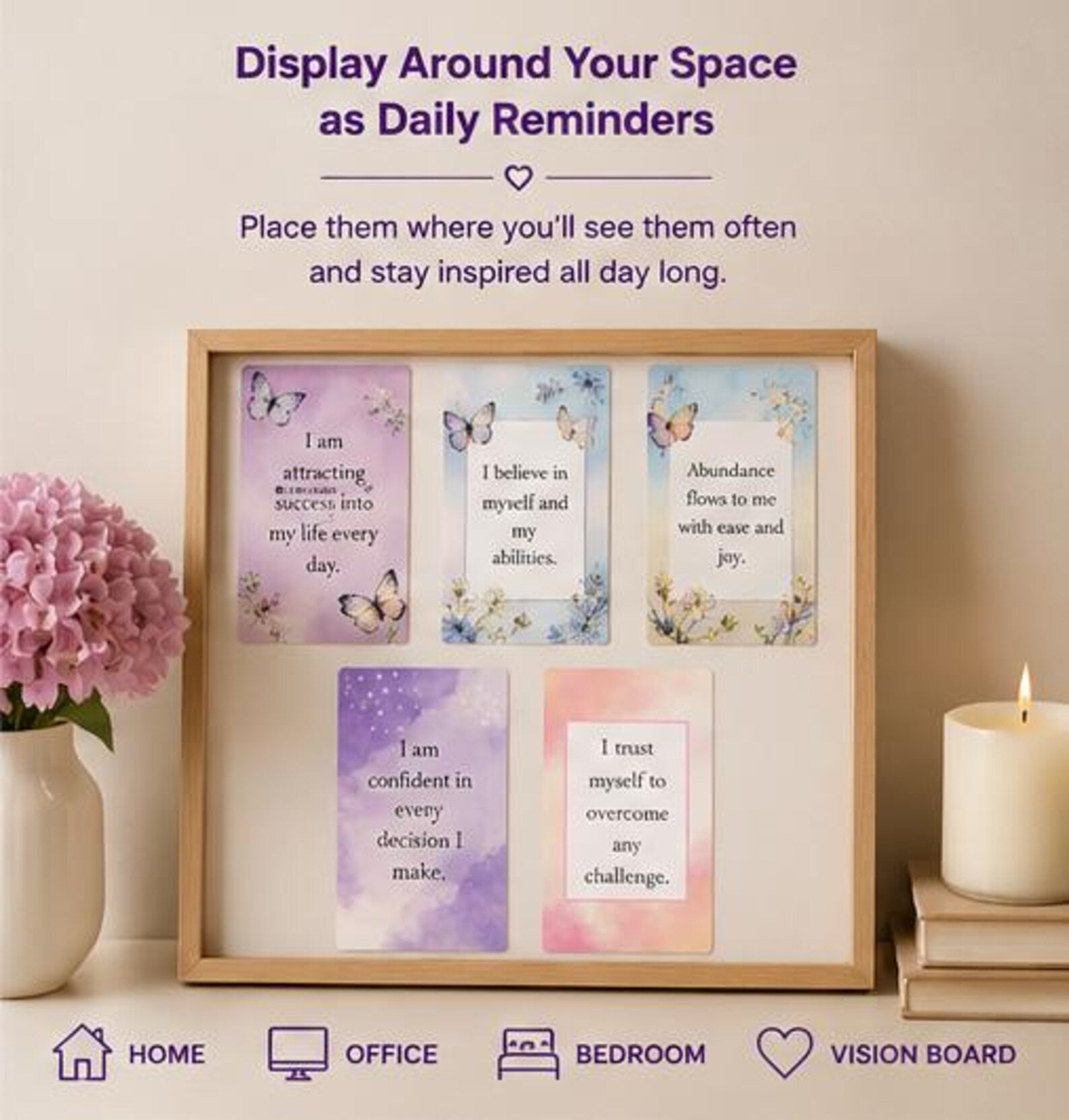 Printable Positive Affirmation Cards, Daily Inspiration Quotes, Mental Health Gift for Women, Journal & Planner Inserts, Digital PDF - Ammpoure