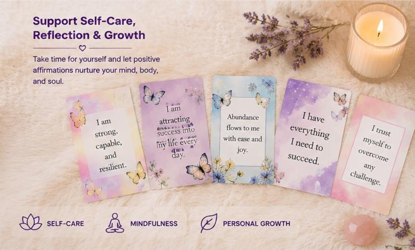 Printable Positive Affirmation Cards, Daily Inspiration Quotes, Mental Health Gift for Women, Journal & Planner Inserts, Digital PDF - Ammpoure