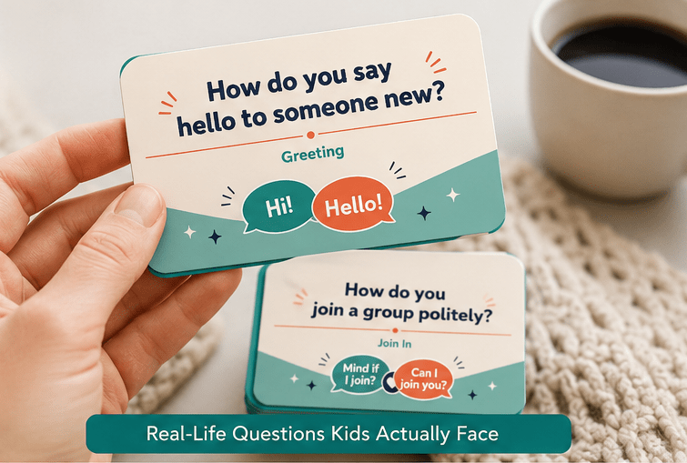 Printable Social Skills Cards | Daily Conversation Prompts PDF | Digital Pocket Icebreakers Deck | Communication & Networking Flashcards - Ammpoure