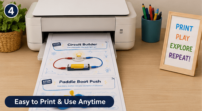 Printable STEM Challenge Cards | Hands On Science Engineering Project Worksheets PDF | Homeschool Classroom Activity Deck | Kids Invention - Ammpoure