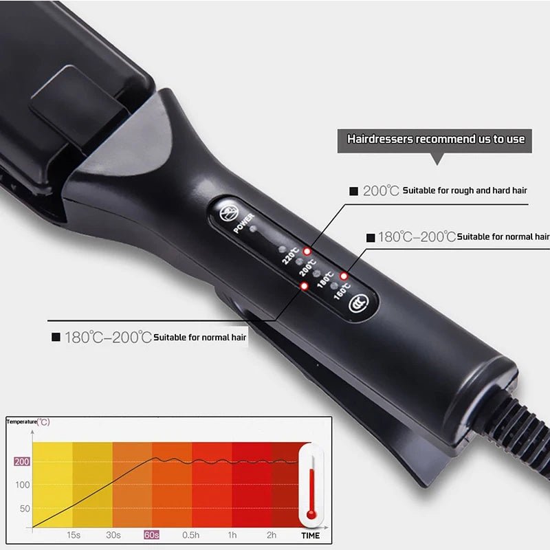 Professional Hair Curler Comb Curling Iron Wand Ceramic Corrugated Wave Corn Irons Wave Curler Iron Corrugation Plate Clip - Ammpoure