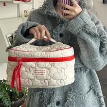 Load image into Gallery viewer, Rabbit Quilted Cotton Flip Cosmetic Bag Cases Lady Makeup Pouch Travel Organizer Storage Bags With Zipper - Ammpoure Wellbeing 🇬🇧
