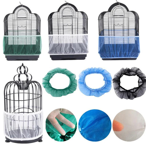 Receptor Seed Guard Nylon Mesh Bird Parrot Cover Soft Easy Cleaning Nylon Airy Fabric Mesh Bird Cage Cover Seed Catcher Guard - Ammpoure Wellbeing 🇬🇧