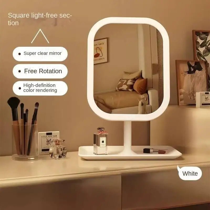 Rechargeable LED Vanity Mirror with 3 Colors Dimmable Lights - Touch Control Makeup Mirror for Home Travel Portable Cosmetic - Ammpoure