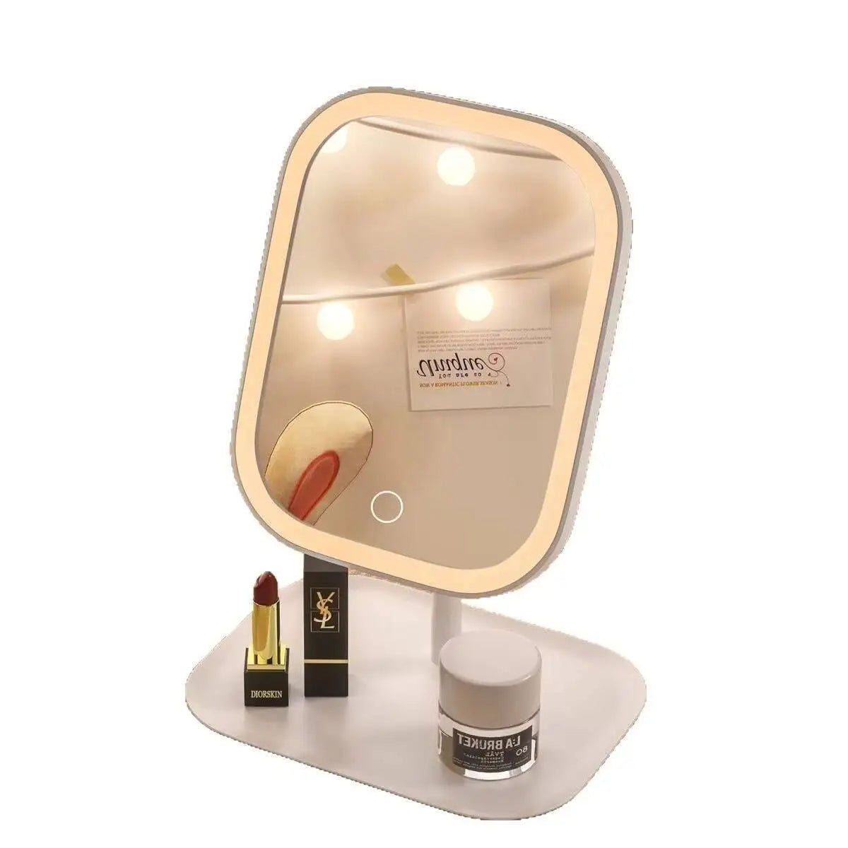 Rechargeable LED Vanity Mirror with 3 Colors Dimmable Lights - Touch Control Makeup Mirror for Home Travel Portable Cosmetic - Ammpoure