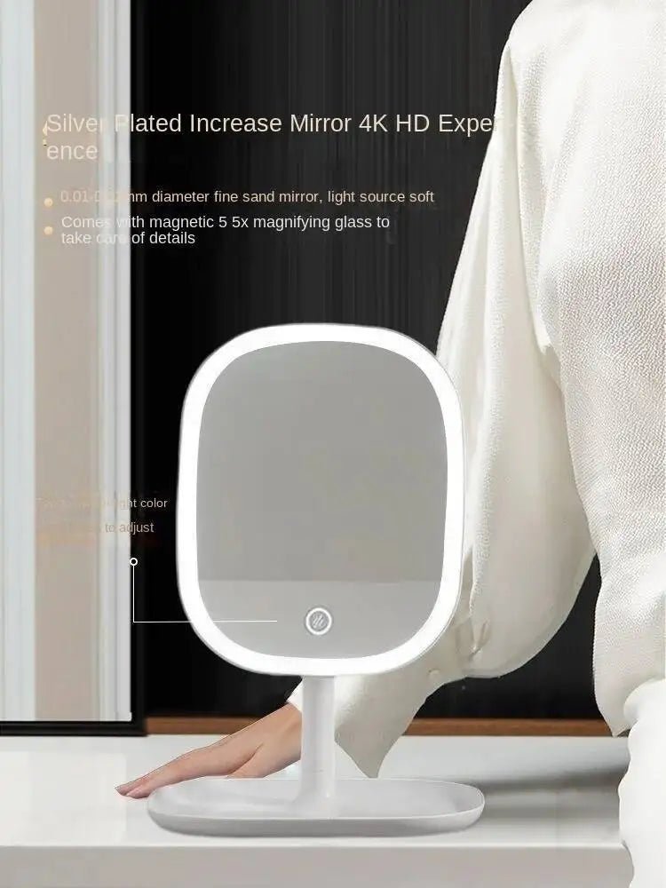 Rechargeable LED Vanity Mirror with 3 Colors Dimmable Lights - Touch Control Makeup Mirror for Home Travel Portable Cosmetic - Ammpoure