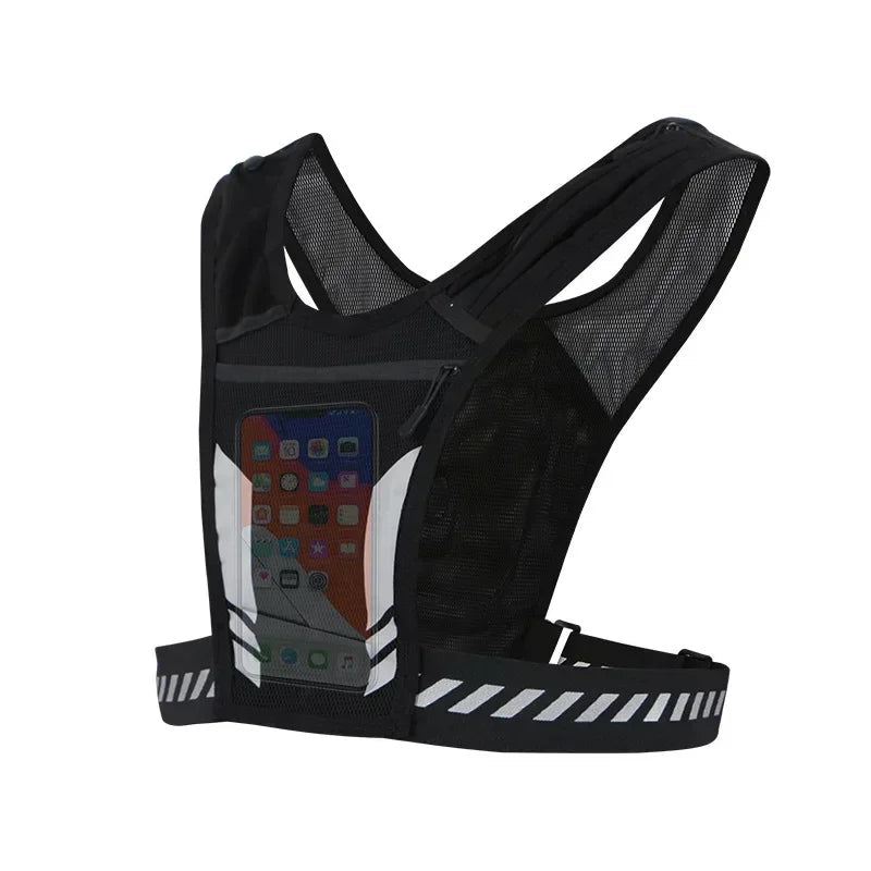 Reflective night running backpack,mobile card holder, jogging fitness sports vest， portable and lightweight sports vest, - Ammpoure