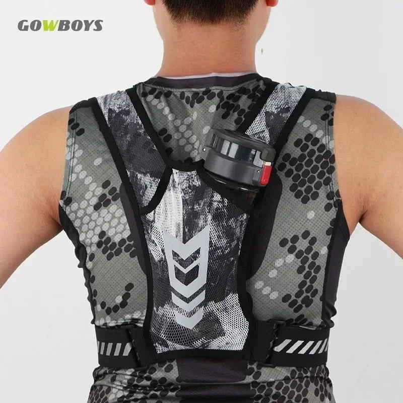 Reflective night running backpack,mobile card holder, jogging fitness sports vest， portable and lightweight sports vest, - Ammpoure