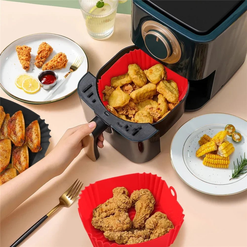 Reusable Airfryer Pan Liner Accessories Silicone Air Fryers Oven Baking Tray Pizza Chicken Airfryer Non - stick Silicone Mould - Ammpoure