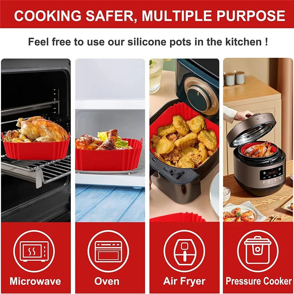 Reusable Airfryer Pan Liner Accessories Silicone Air Fryers Oven Baking Tray Pizza Chicken Airfryer Non - stick Silicone Mould - Ammpoure