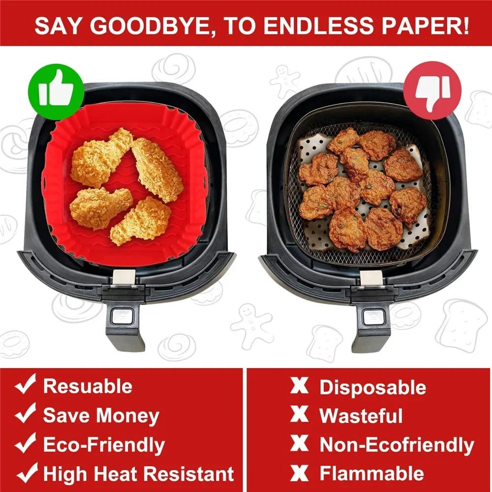 Reusable Airfryer Pan Liner Accessories Silicone Air Fryers Oven Baking Tray Pizza Chicken Airfryer Non - stick Silicone Mould - Ammpoure