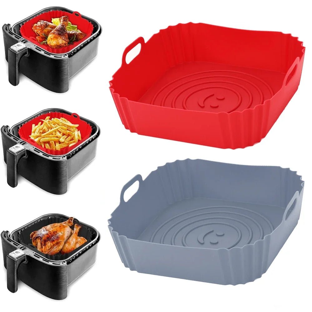 Reusable Airfryer Pan Liner Accessories Silicone Air Fryers Oven Baking Tray Pizza Chicken Airfryer Non - stick Silicone Mould - Ammpoure