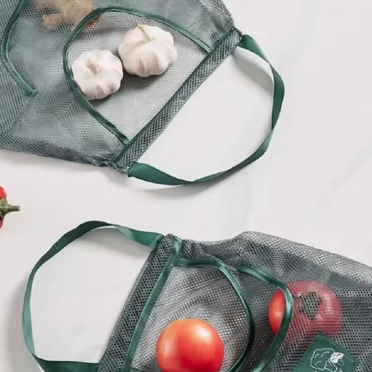 Reusable Hanging Mesh Storage Bag for Kitchen, Store Onion Potato Ginger Garlic Vegetables Home Use - Ammpoure