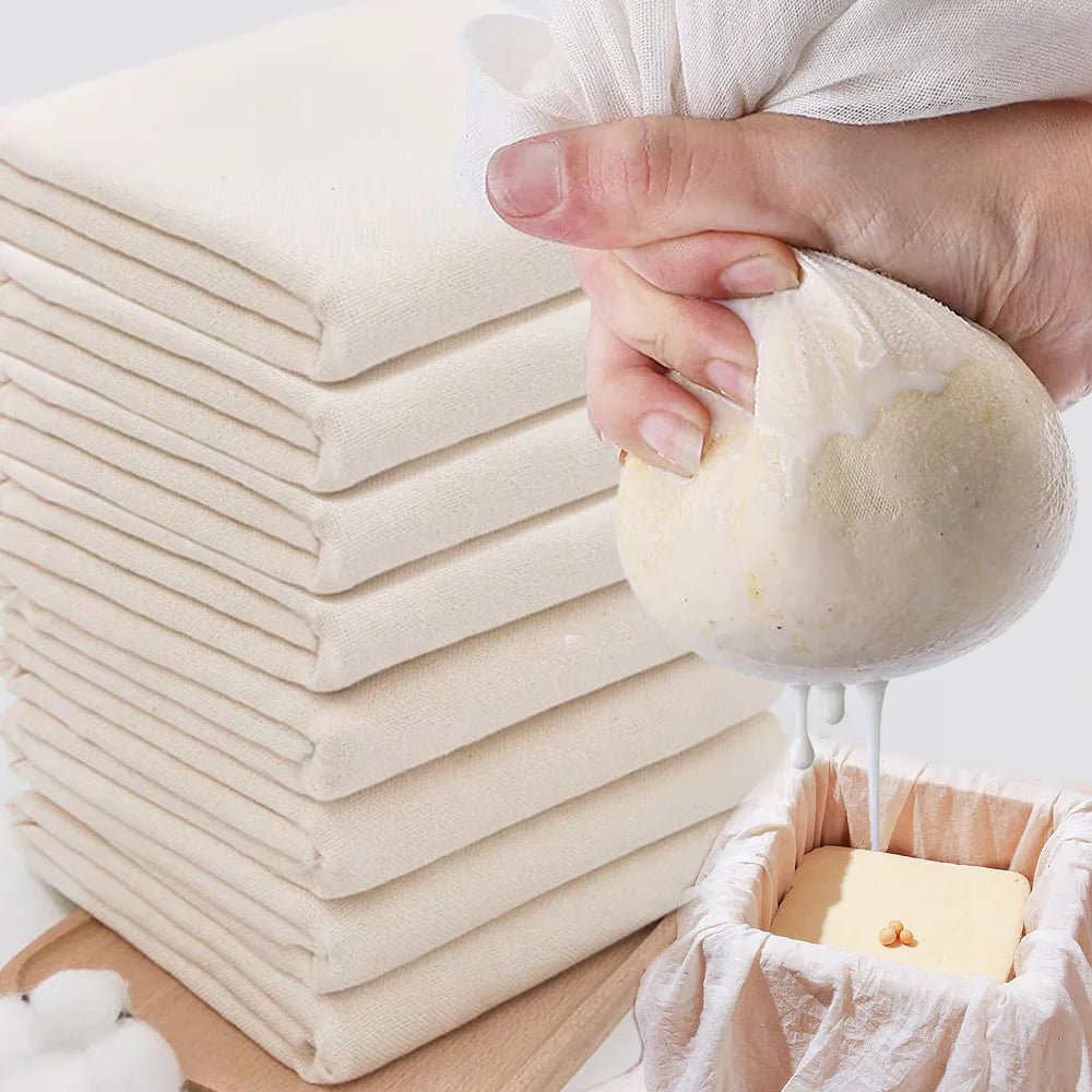 Reusable Nut Milk Cloth Bag Strainers Unbleached Natural Cotton Cheesecloth Cheese Yogurt Tofu Filter Kitchen Fine Mesh Strainer - Ammpoure