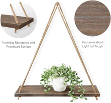 Load image into Gallery viewer, Rope Swing Wall Hanging Plant Flower Pot Tray Mounted Floating Wall Shelves Nordic Home Decoration Moredn Simple Design - Ammpoure Wellbeing
