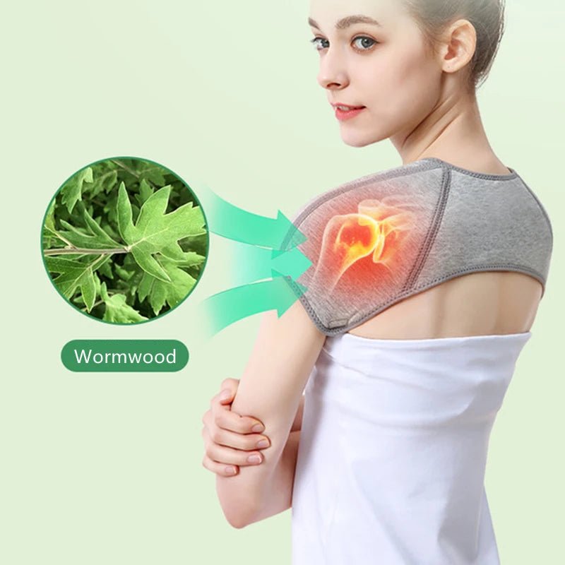 Self Heating Wormwood Therapy Shoulder Support Brace Belt Compression Dislocation Arthritis Pain Relief Shoulder Wrap Protector - Ammpoure