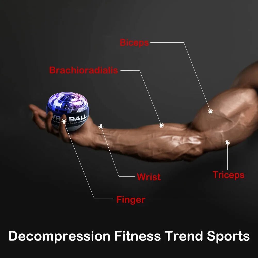 Self - starting Gyro Ball Gyroscopic Power Wrist Ball Forearm Exerciser Arm Hand Muscle Force Trainer Gyroball Home Gym - Ammpoure