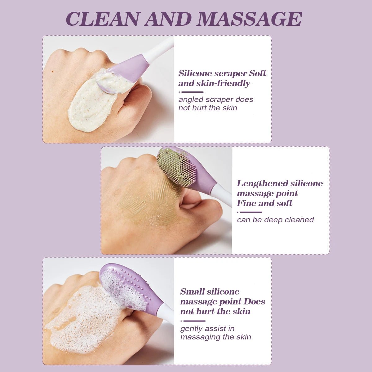 Silicone Facial Cleansing & Mask Brush 2 In1 Facial Skin Care Scrub Exfoliator Scrub Pore Blackhead Deep Cleaning Tools - Ammpoure