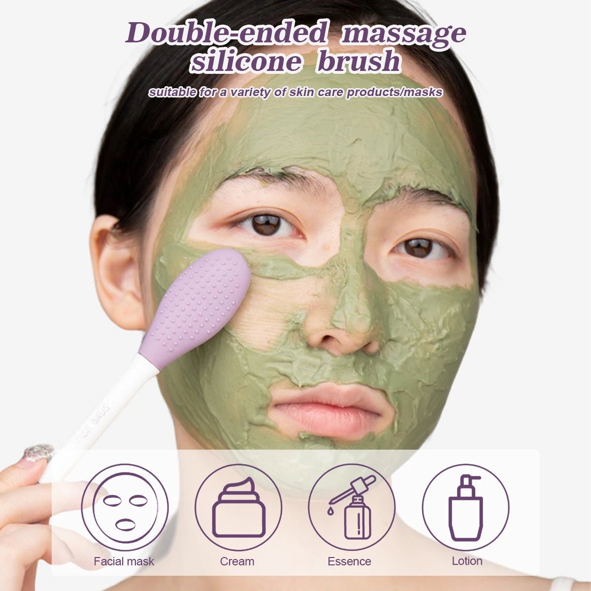 Silicone Facial Cleansing & Mask Brush 2 In1 Facial Skin Care Scrub Exfoliator Scrub Pore Blackhead Deep Cleaning Tools - Ammpoure