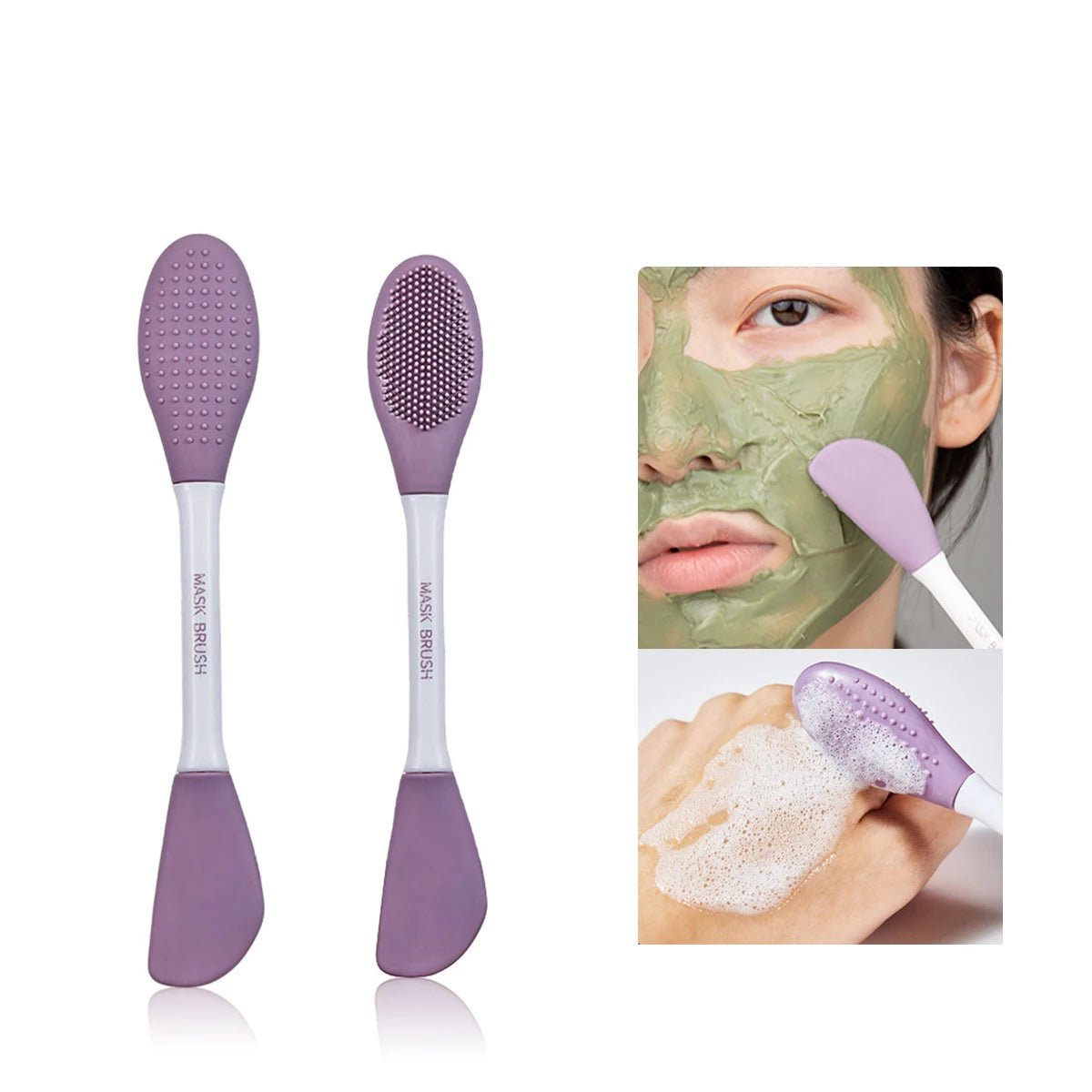 Silicone Facial Cleansing & Mask Brush 2 In1 Facial Skin Care Scrub Exfoliator Scrub Pore Blackhead Deep Cleaning Tools - Ammpoure