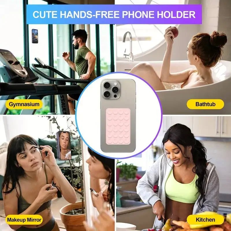 Silicone Suction Phone Holder Mat Multifunctional Suction Cup Wall Stand Square Anti - Slip Single - Sided Case Mount Back Sticker - Ammpoure