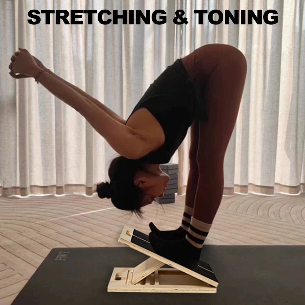 Slant Board for Calf Stretching Wooden 551LBS Weight Capacity Adjustable Slant Board Flexibility Recovery StrengthTraining - Ammpoure