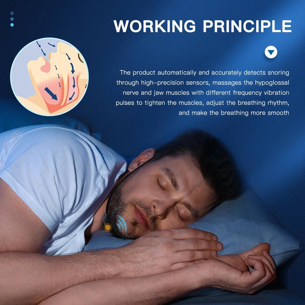 Smart Anti Snoring Device UK EMS Pulse Stop Snore Portable Comfortable Sleep Well Stop Snore Health Care Sleep Apnea Aid USB - Ammpoure Wellbeing