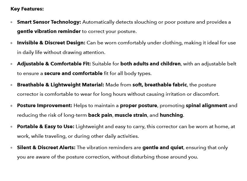 Smart Correction Belt Sensor Orthosis Invisible UK Reminder Adult & Child Sitting Posture Hunchback Back Smart Posture Corrector - Ammpoure