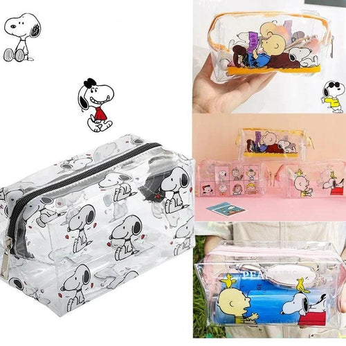 Snoopy Outdoor Girl Makeup Bag Women Necessary Cosmetic Bag Transparent Travel Organizer Cartoon Fashion Small Toiletry Pouch - Ammpoure Wellbeing 🇬🇧