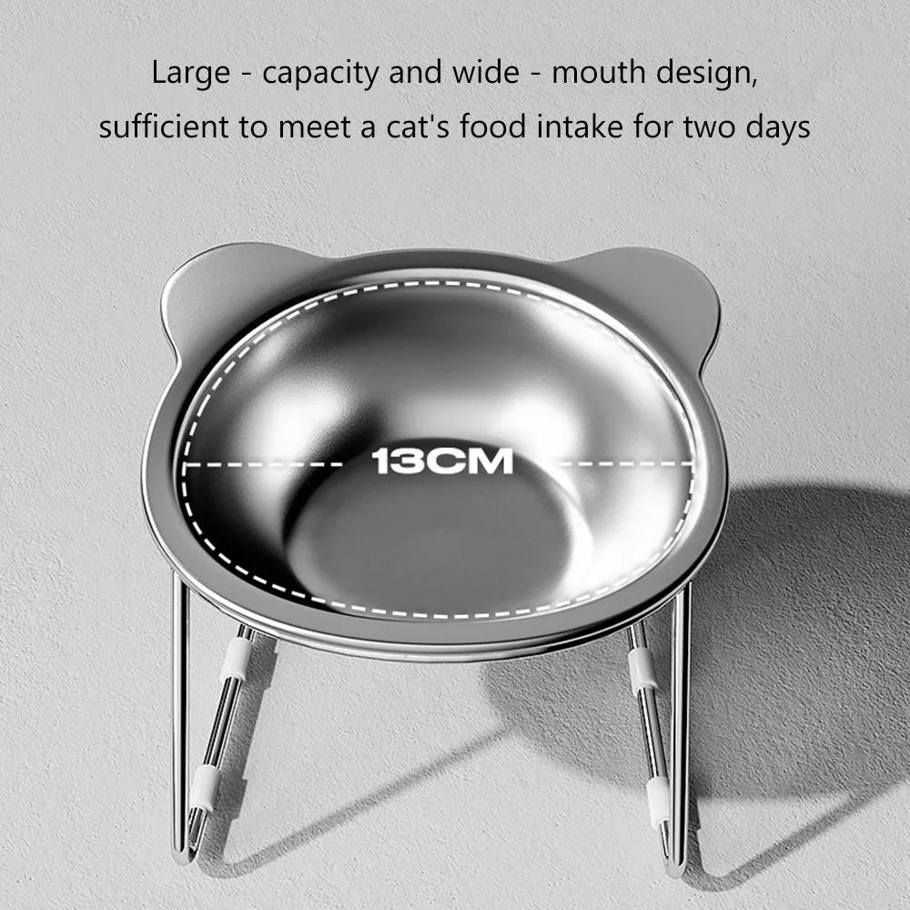 Stable Raised Cat Bowls Canada Elevated 15° Neck Guard Shatter-Resistant Tilted Pet Food Bowl for Puppies & Cats - Ammpoure