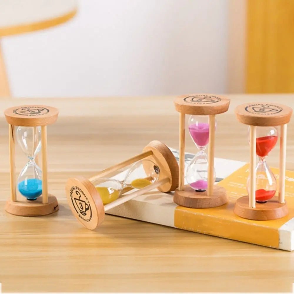 Stable Wooden Hourglass Timer USA 1/3/5-Minute Round Sand Timer, Non-Deform Wooden Desktop Decor in 5 Colors - Ammpoure