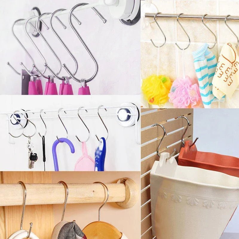 Stainless Steel S Hooks USA with Sharp Tip Utensil Meat Clothes Hanger Hooks for Butcher Shop Kitchen Baking Tools - Ammpoure