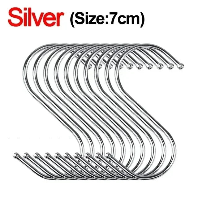 Stainless Steel S Hooks USA with Sharp Tip Utensil Meat Clothes Hanger Hooks for Butcher Shop Kitchen Baking Tools - Ammpoure