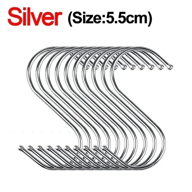 Stainless Steel S Hooks USA with Sharp Tip Utensil Meat Clothes Hanger Hooks for Butcher Shop Kitchen Baking Tools - Ammpoure