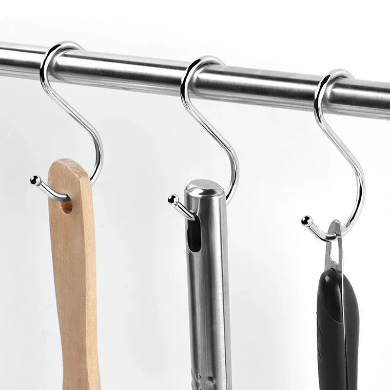 Stainless Steel S Hooks USA with Sharp Tip Utensil Meat Clothes Hanger Hooks for Butcher Shop Kitchen Baking Tools - Ammpoure