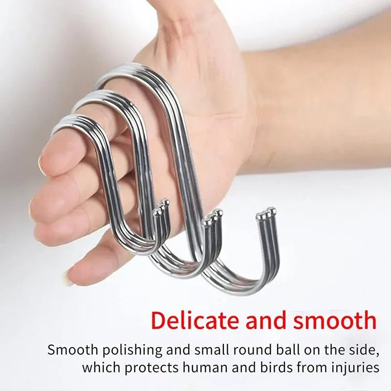Stainless Steel S Hooks USA with Sharp Tip Utensil Meat Clothes Hanger Hooks for Butcher Shop Kitchen Baking Tools - Ammpoure