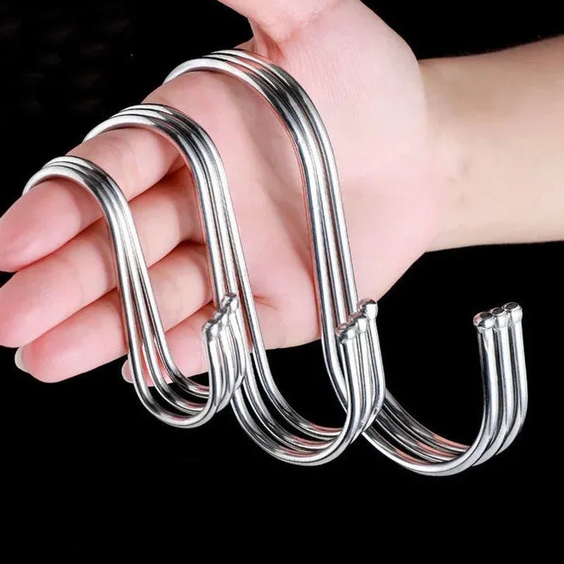 Stainless Steel S Hooks USA with Sharp Tip Utensil Meat Clothes Hanger Hooks for Butcher Shop Kitchen Baking Tools - Ammpoure