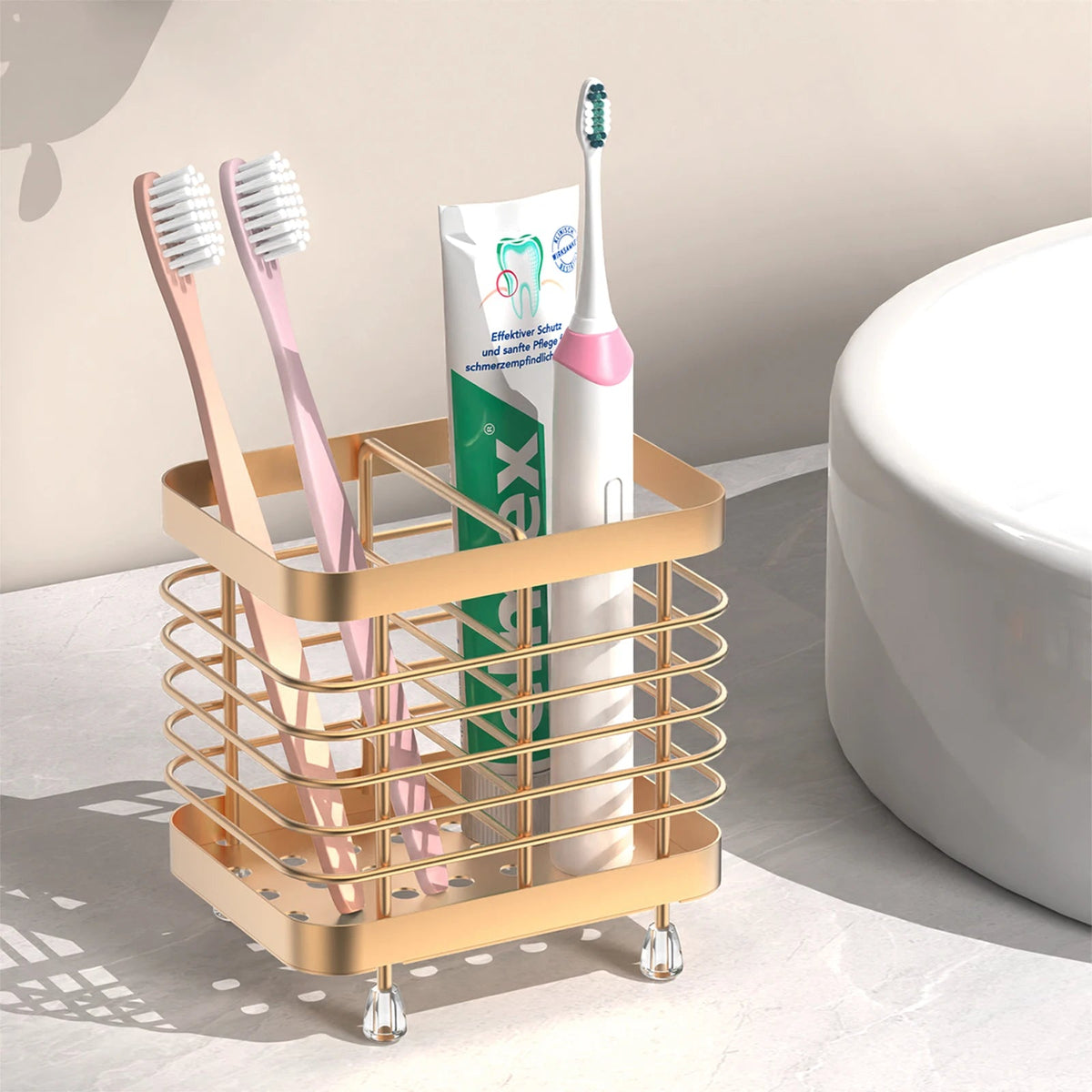 Stainless Steel Toothbrush Holder Canada for Bathroom Electric Toothbrush Wall Mounted Shower Toothbrush Toothpaste Holder - Ammpoure