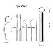 Load image into Gallery viewer, Stainless Steel Toothpick Set Tooth Flossing Reusable Toothpicks Portable Toothpick Floss Teeth Cleaner Oral Cleaning - Ammpoure Wellbeing 🇬🇧
