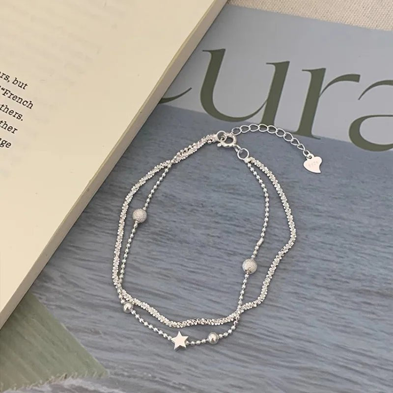 Sterling Silver Butterfly Bracelet USA for Girls Beaded String Design Insect Fashion Versatile Jewelry Gift Dropshipping - Ammpoure
