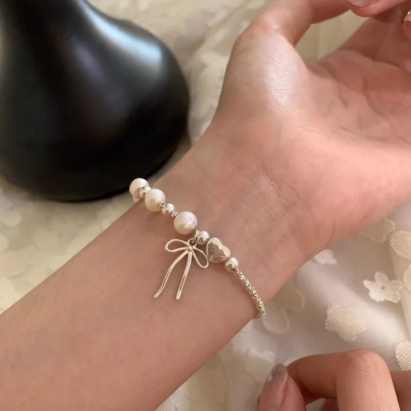 Sterling Silver Butterfly Bracelet USA for Girls Beaded String Design Insect Fashion Versatile Jewelry Gift Dropshipping - Ammpoure
