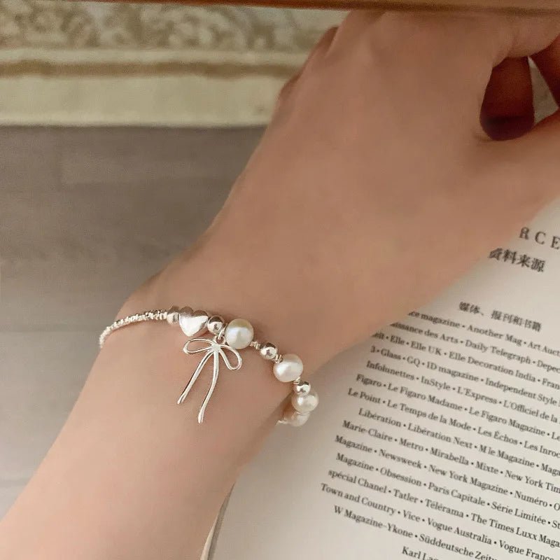 Sterling Silver Butterfly Bracelet USA for Girls Beaded String Design Insect Fashion Versatile Jewelry Gift Dropshipping - Ammpoure