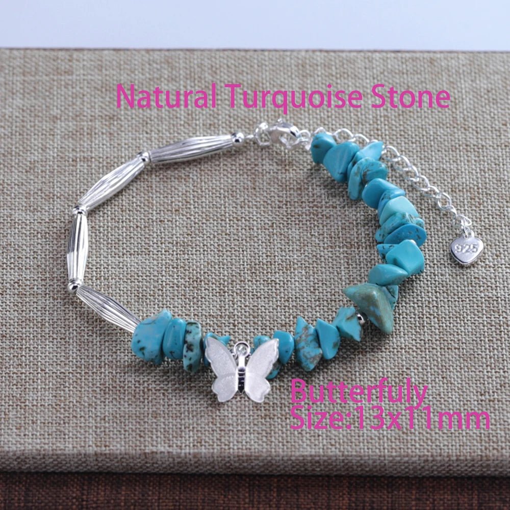 Sterling Silver Butterfly Bracelet USA for Girls Beaded String Design Insect Fashion Versatile Jewelry Gift Dropshipping - Ammpoure