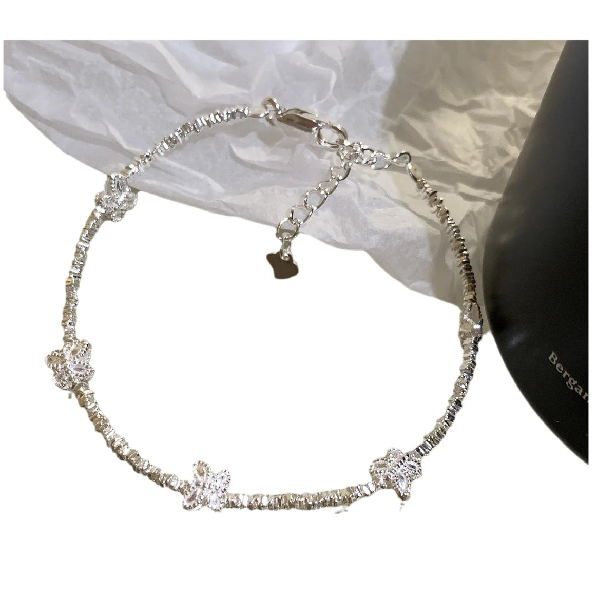 Sterling Silver Butterfly Bracelet USA for Girls Beaded String Design Insect Fashion Versatile Jewelry Gift Dropshipping - Ammpoure