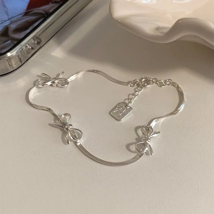 Sterling Silver Butterfly Bracelet USA for Girls Beaded String Design Insect Fashion Versatile Jewelry Gift Dropshipping - Ammpoure