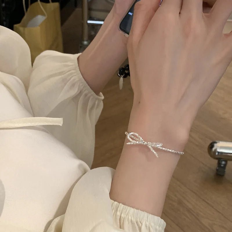 Sterling Silver Butterfly Bracelet USA for Girls Beaded String Design Insect Fashion Versatile Jewelry Gift Dropshipping - Ammpoure