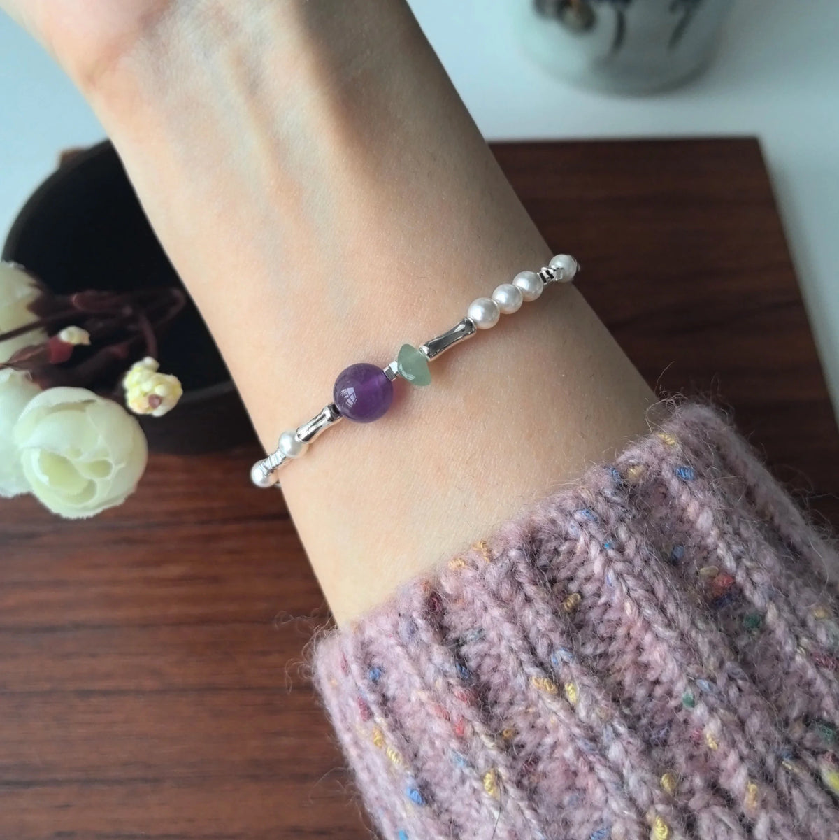 Sterling Silver Butterfly Bracelet USA for Girls Beaded String Design Insect Fashion Versatile Jewelry Gift Dropshipping - Ammpoure